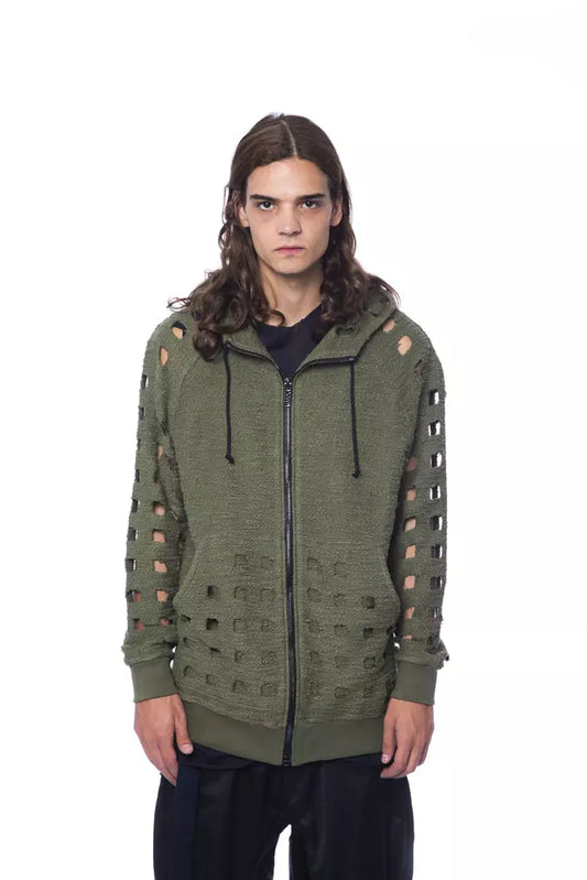 Nicolo Tonetto Army Cotton Men Sweater with Zip Closure