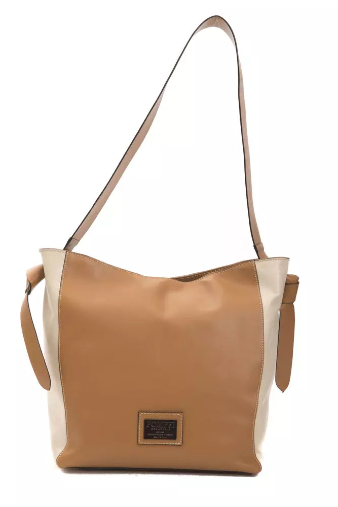 Pompei Donatella Elegant Leather Shoulder Bag in Brown