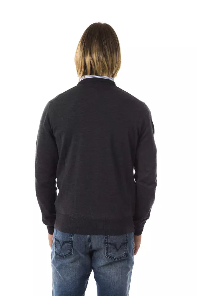 Uominitaliani Gray Merino Wool Men Sweater