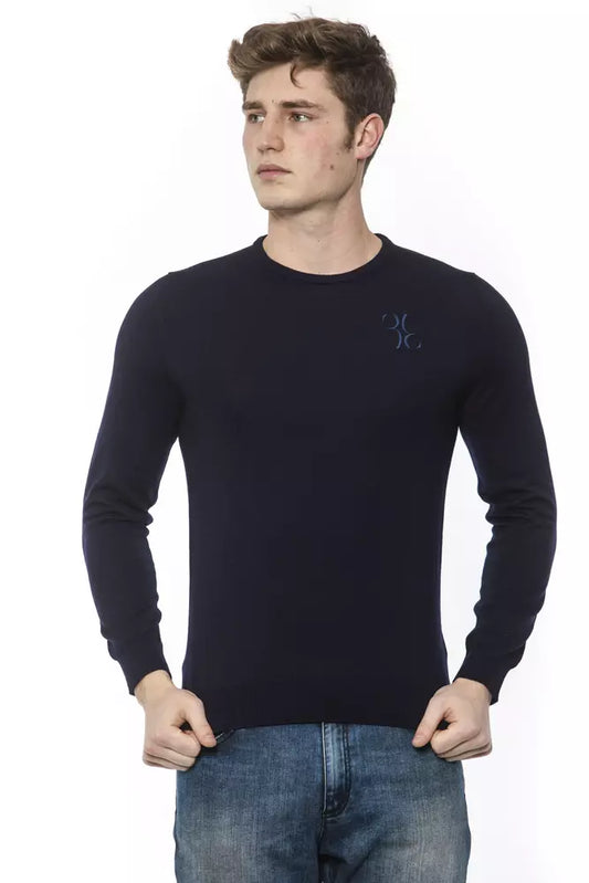 Billionaire Italian Couture Blue Virgin Wool Men Sweater