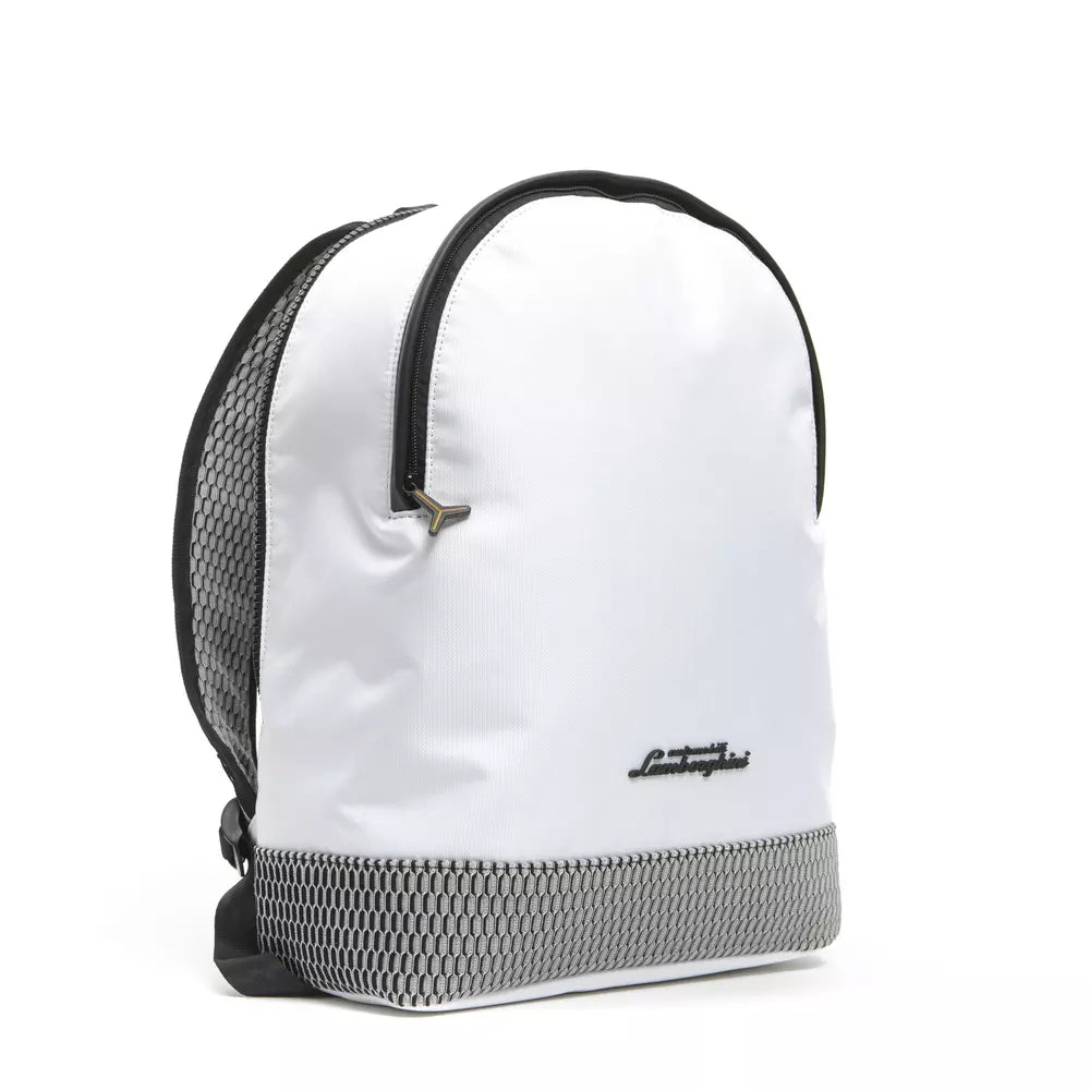 Automobili Lamborghini White Polyester Men Backpack