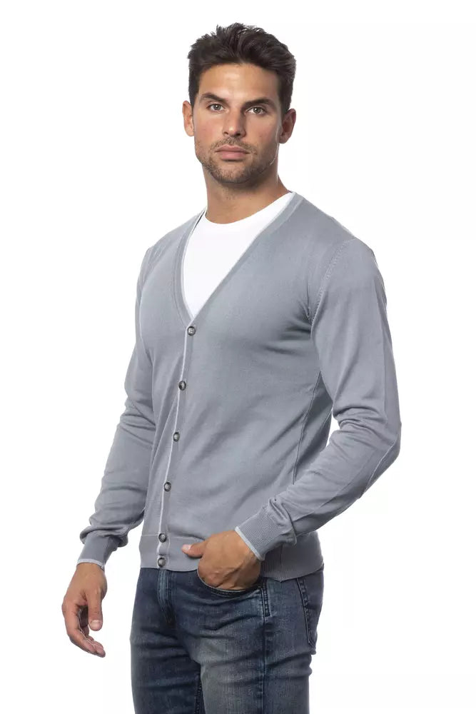 Verri Gray Cotton Men Cardigan