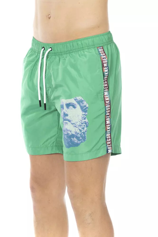 Bikkembergs Green Polyester Men Swim Shorts