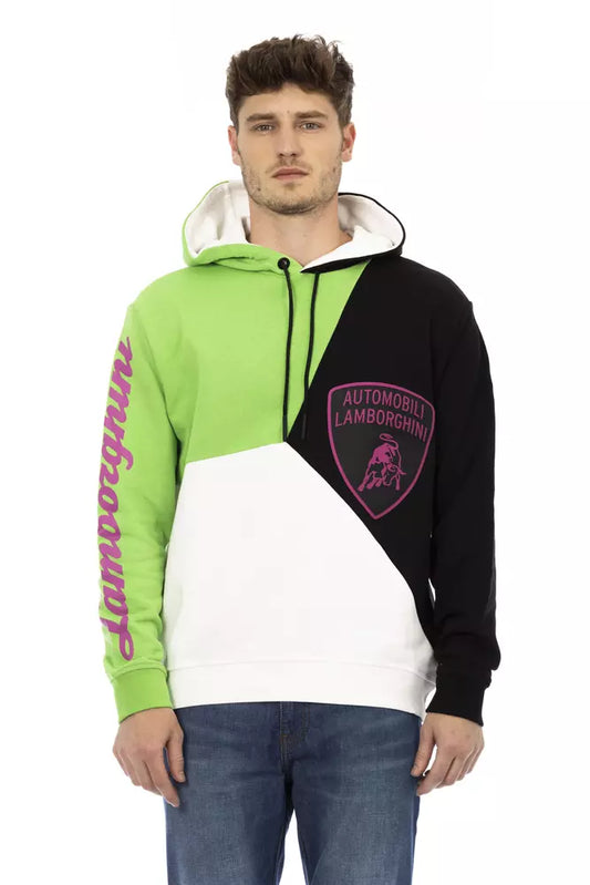 Automobili Lamborghini White Cotton Men's Hooded Sweater