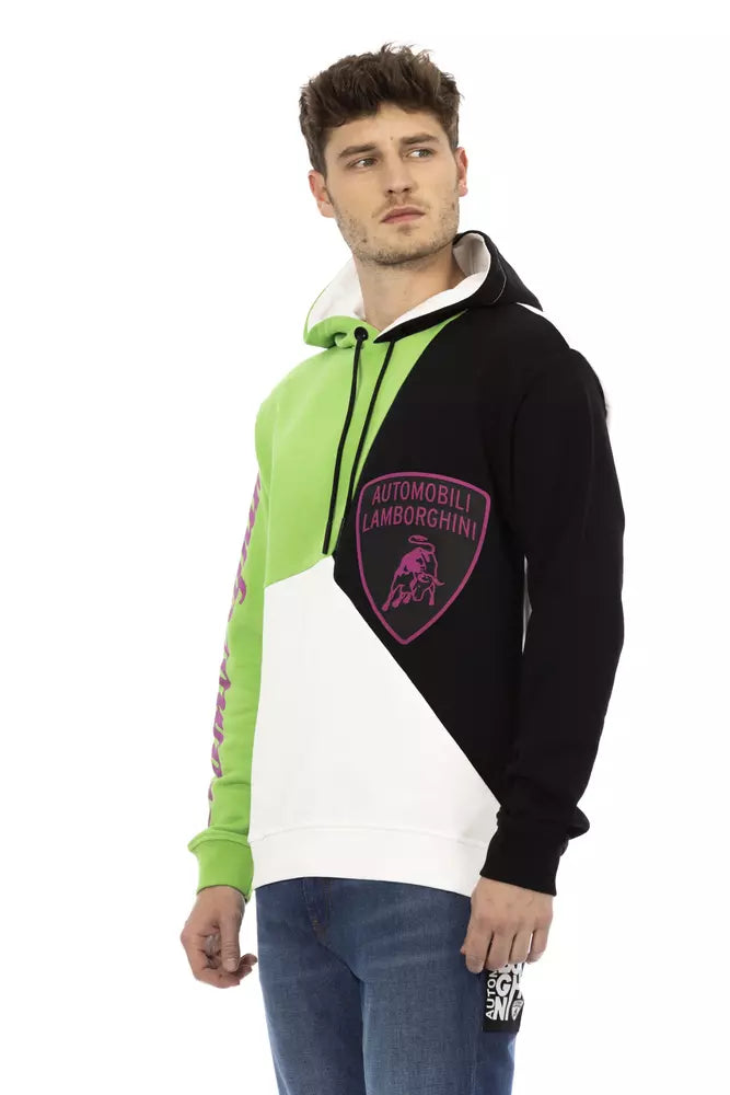 Automobili Lamborghini White Cotton Men's Hooded Sweater