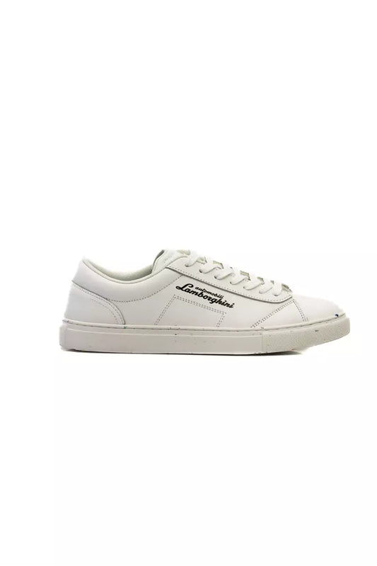 Automobili Lamborghini White Leather Men Sneaker