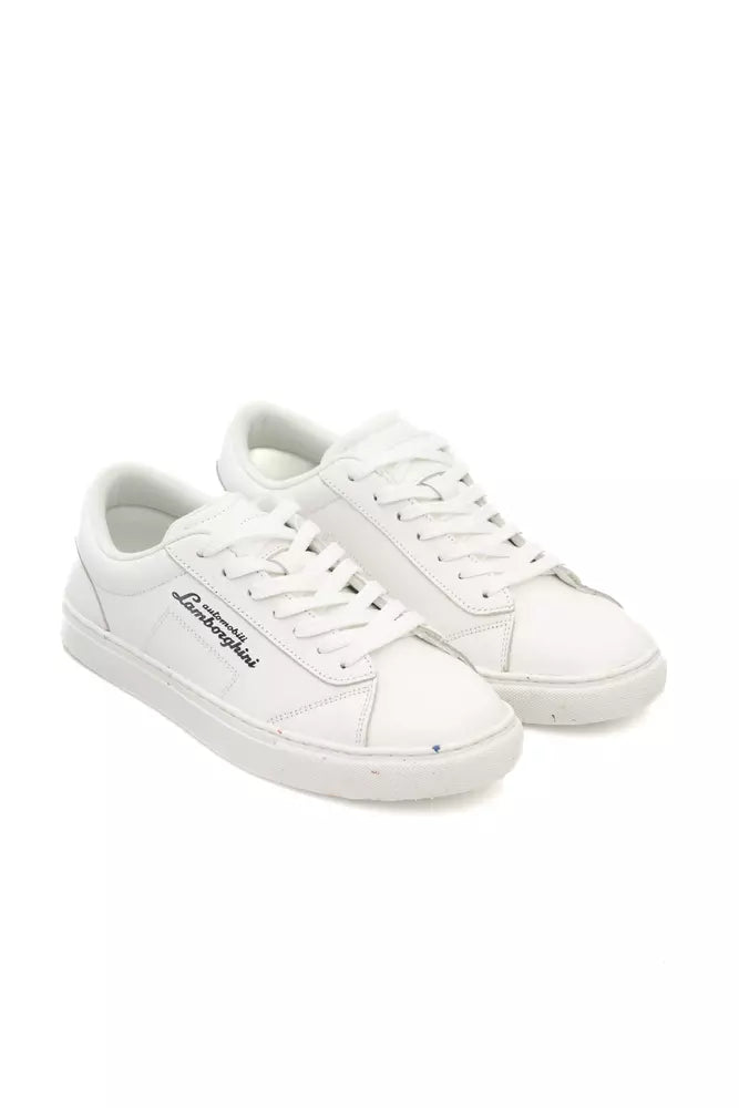 Automobili Lamborghini White Leather Men Sneaker