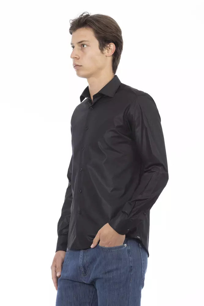 Baldinini Trend Black Polyester Mens Shirt