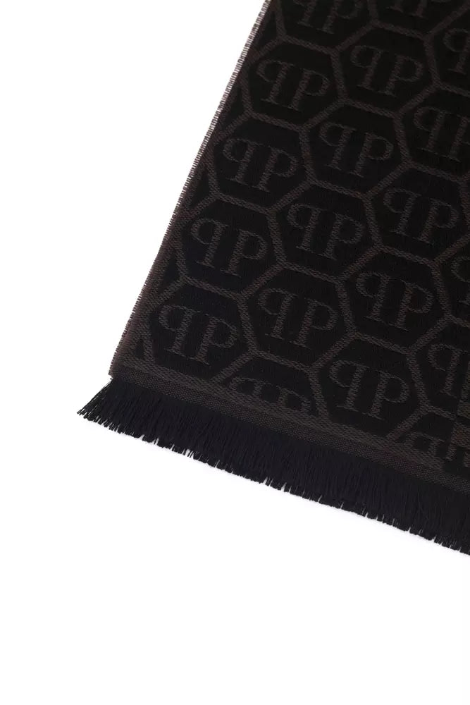 Philipp Plein Brown Wool Men Scarf