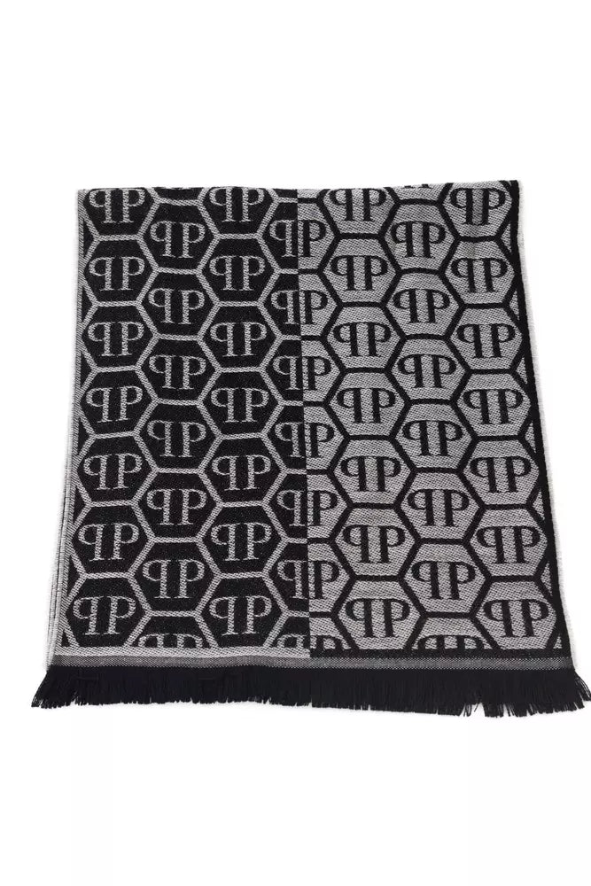 Philipp Plein Gray Wool Men Scarf