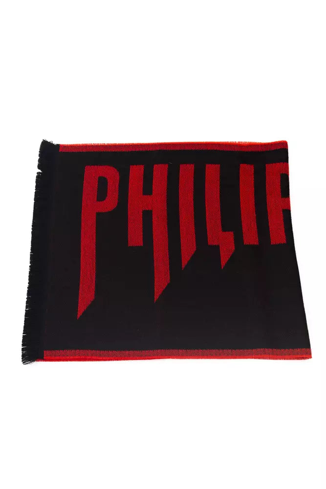 Philipp Plein Red Wool Men Scarf