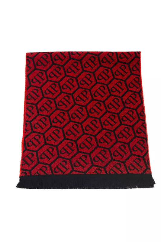 Philipp Plein Red Wool Men Scarf