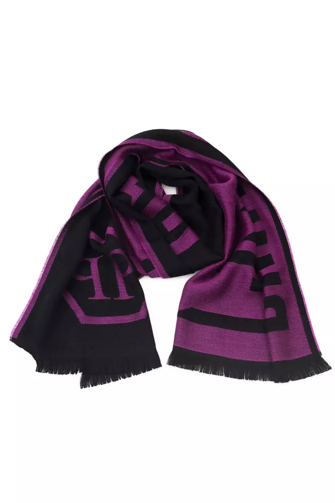 Philipp Plein Purple Wool Men Scarf