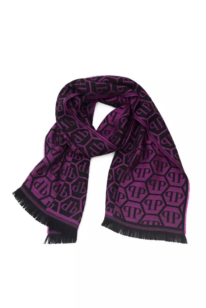 Philipp Plein Purple Wool Men Scarf