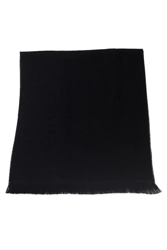 Philipp Plein Black Wool Unisex Scarf