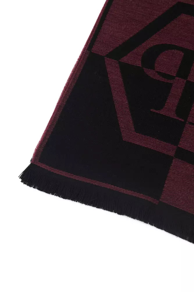 Philipp Plein Burgundy Wool Men Scarf