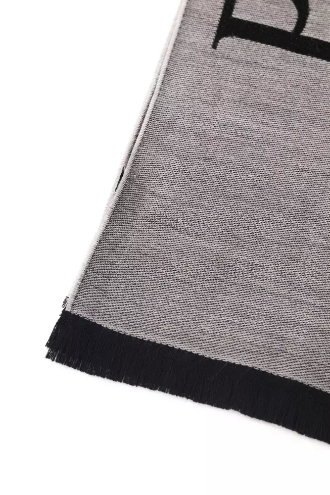 Philipp Plein Gray Wool Men Scarf