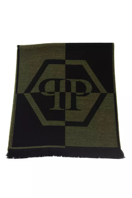 Philipp Plein Green Wool Men Scarf