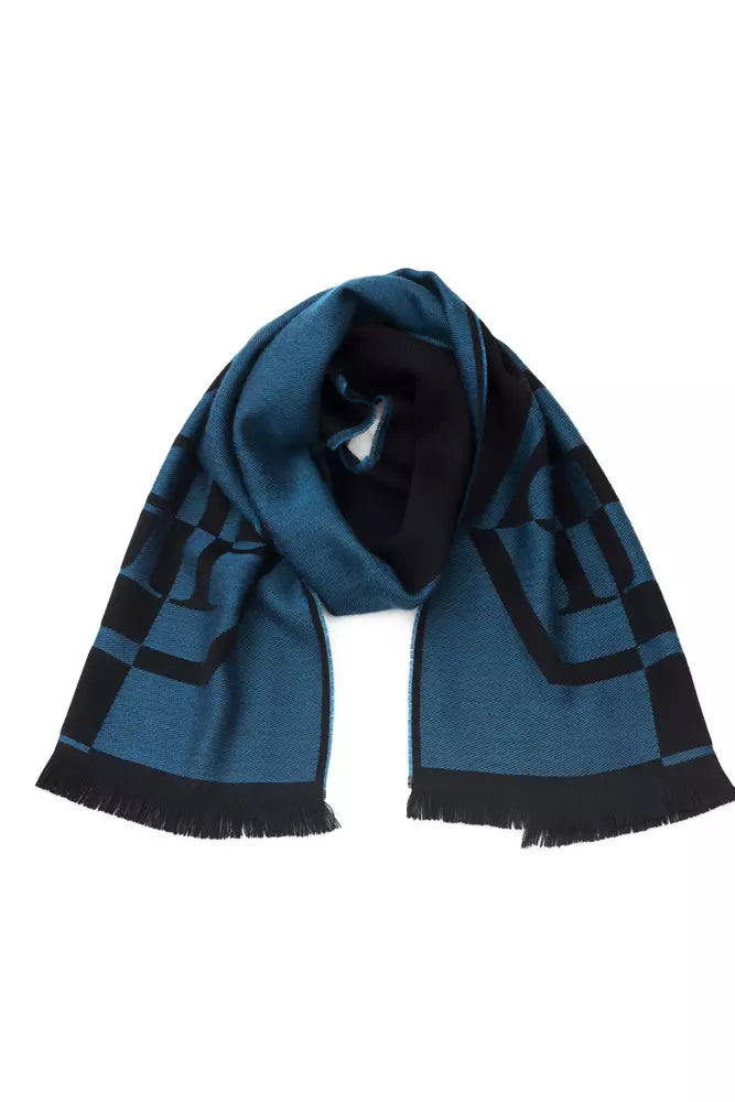 Philipp Plein Blue Wool Men Scarf