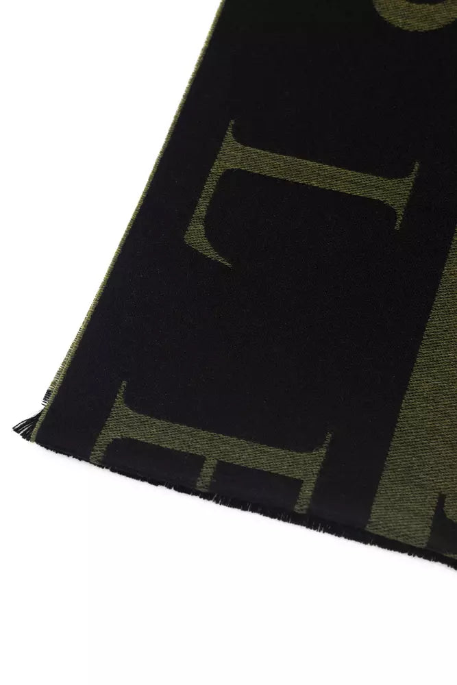 Philipp Plein Green Wool Men Scarf