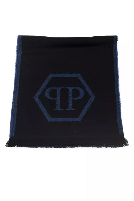 Philipp Plein Blue Wool Men Scarf