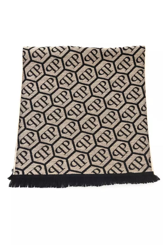 Philipp Plein Beige Wool Men Scarf