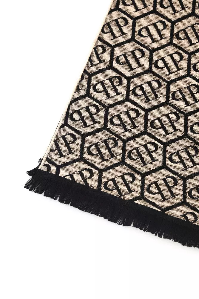 Philipp Plein Beige Wool Men Scarf