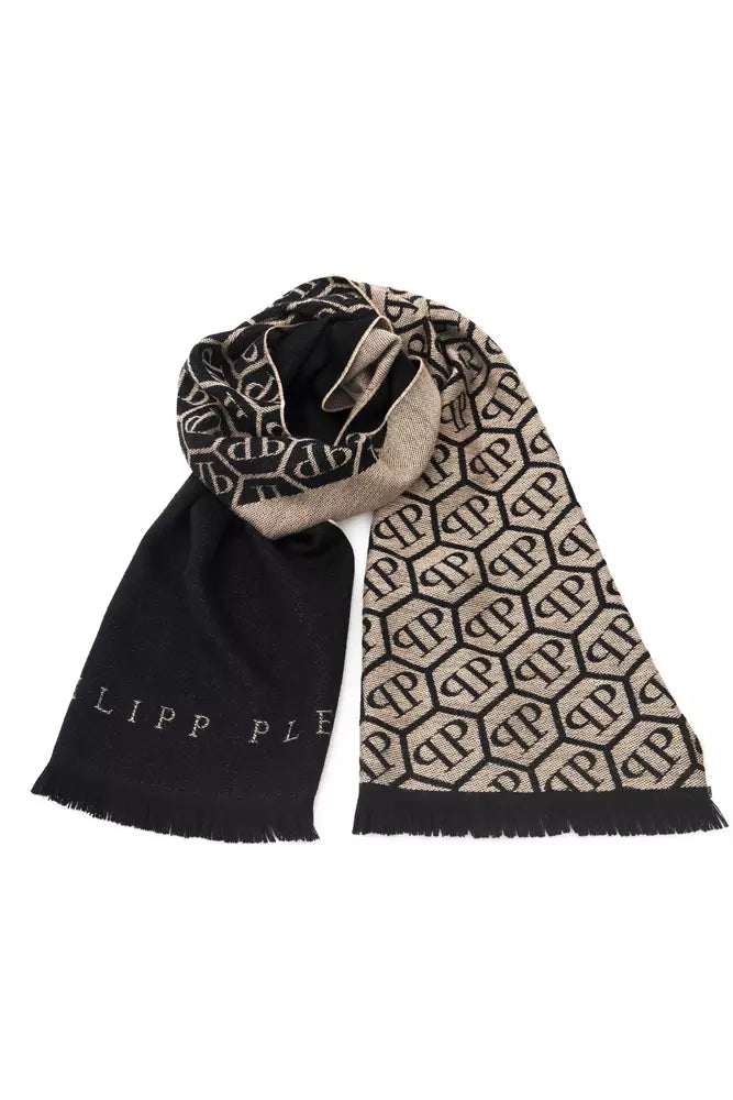 Philipp Plein Beige Wool Men Scarf