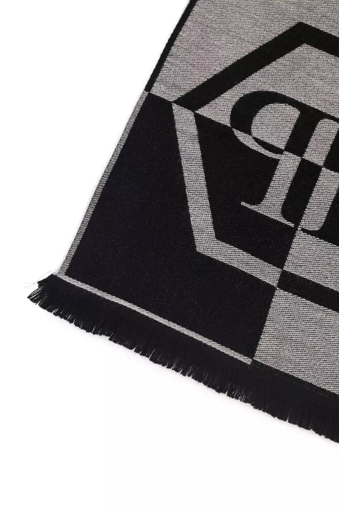 Philipp Plein Gray Wool Men Scarf