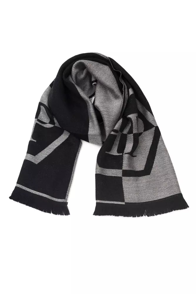 Philipp Plein Gray Wool Men Scarf