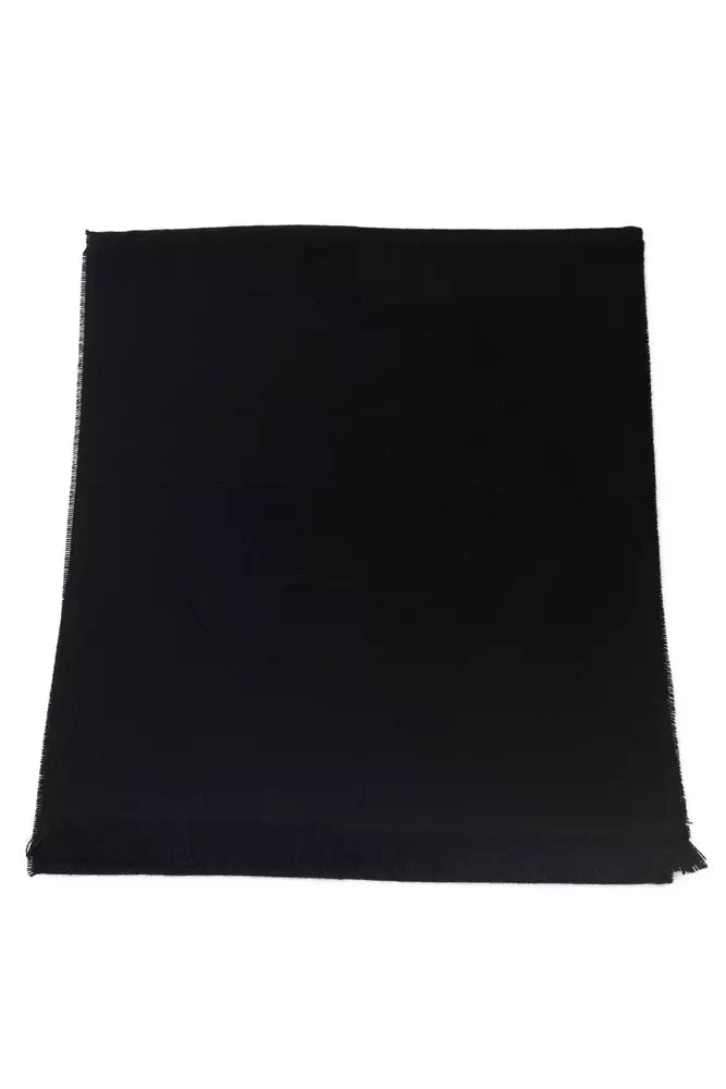 Philipp Plein Black Wool Men Scarf