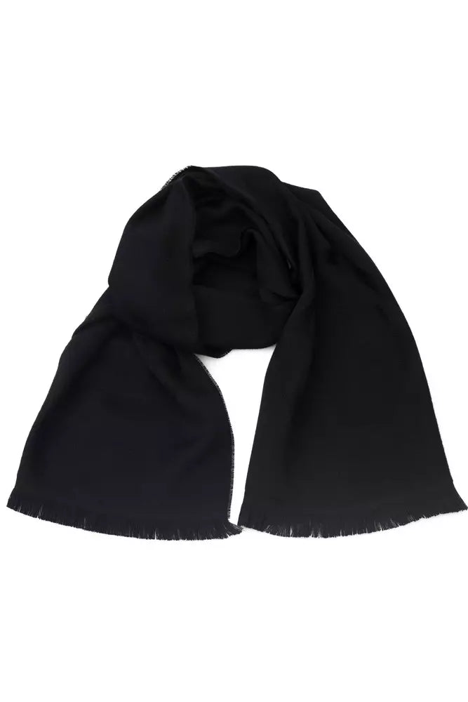 Philipp Plein Black Wool Men Scarf