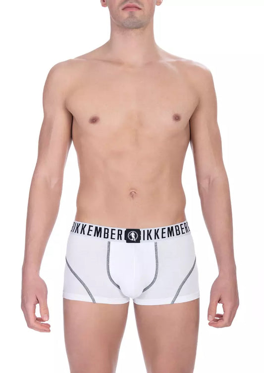 Bikkembergs White Cotton Men's Trunk Underwear