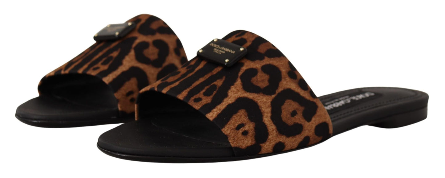 Dolce & Gabbana Elegant Leopard Print Slide Sandals