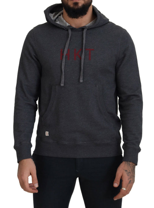 Hackett Elegant Gray Cotton Hooded Pullover Sweater