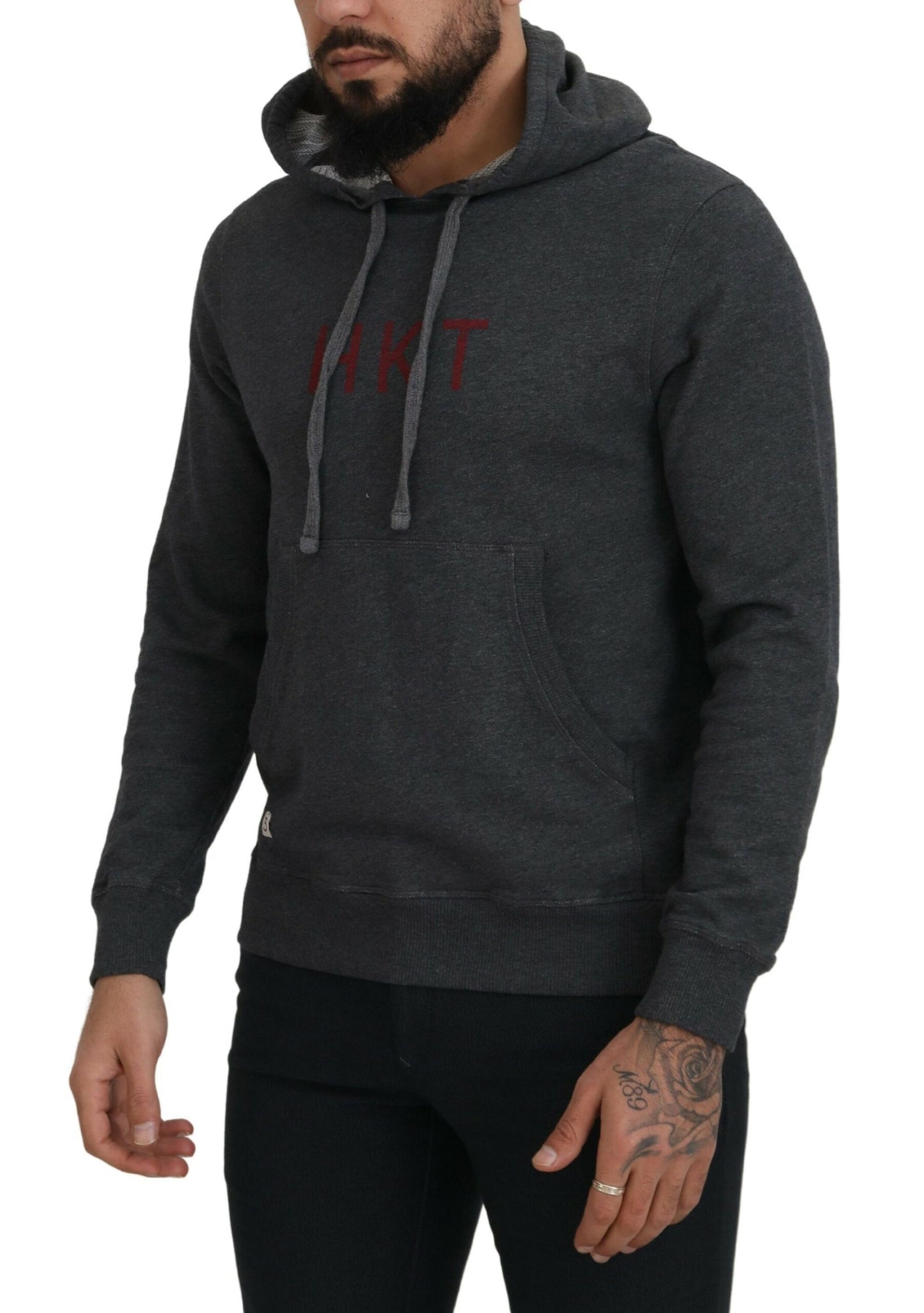 Hackett Elegant Gray Cotton Hooded Pullover Sweater