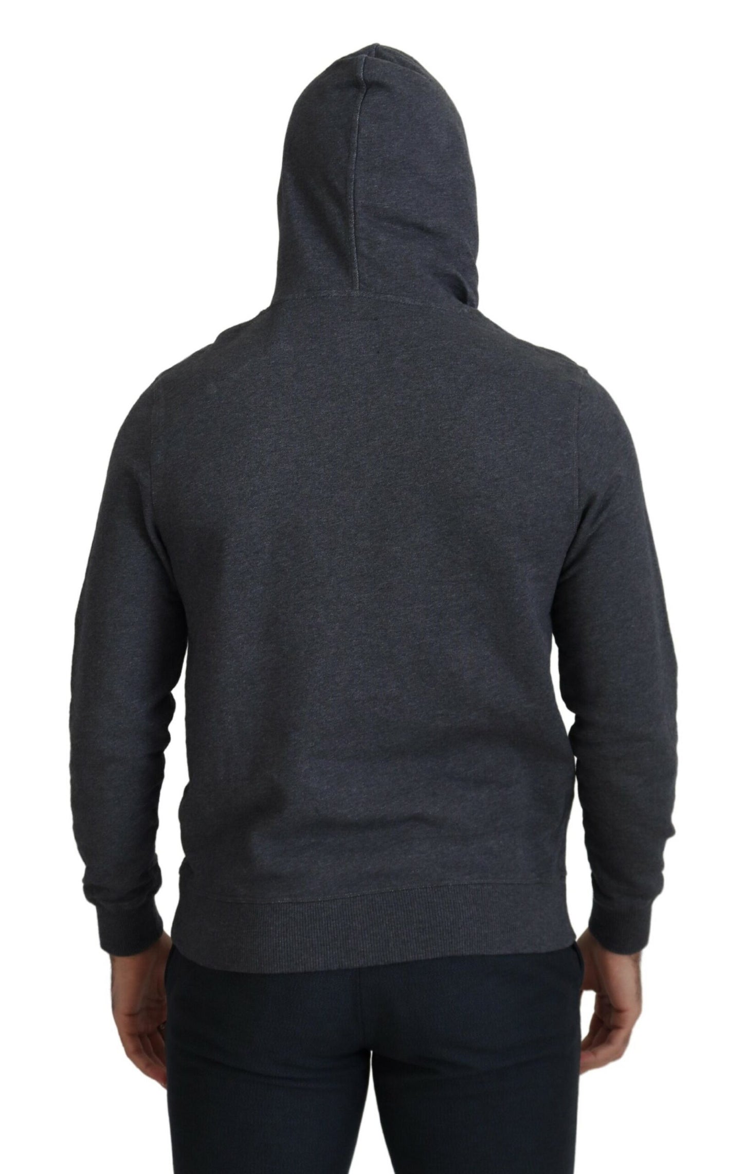 Hackett Elegant Gray Cotton Hooded Pullover Sweater