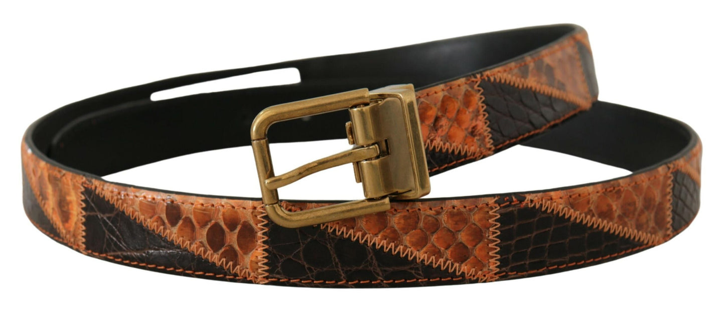 Dolce & Gabbana Italian Designer Multicolor Snakeskin Belt