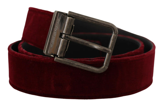 Dolce & Gabbana Velvet Maroon Elegance Belt