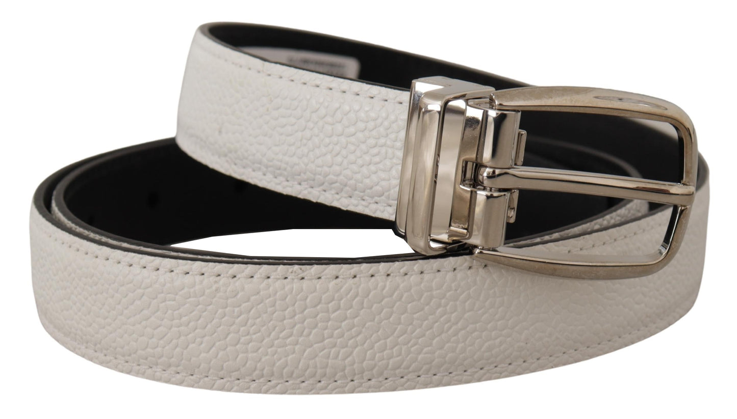 Dolce & Gabbana Elegant Vitello Leather Belt in White