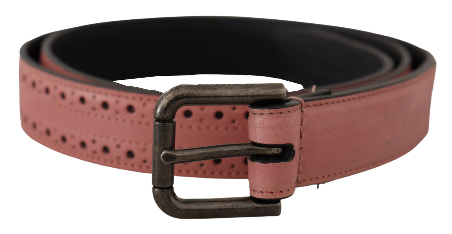 Dolce & Gabbana Chic Pink Leather Belt with Metallic Buckle