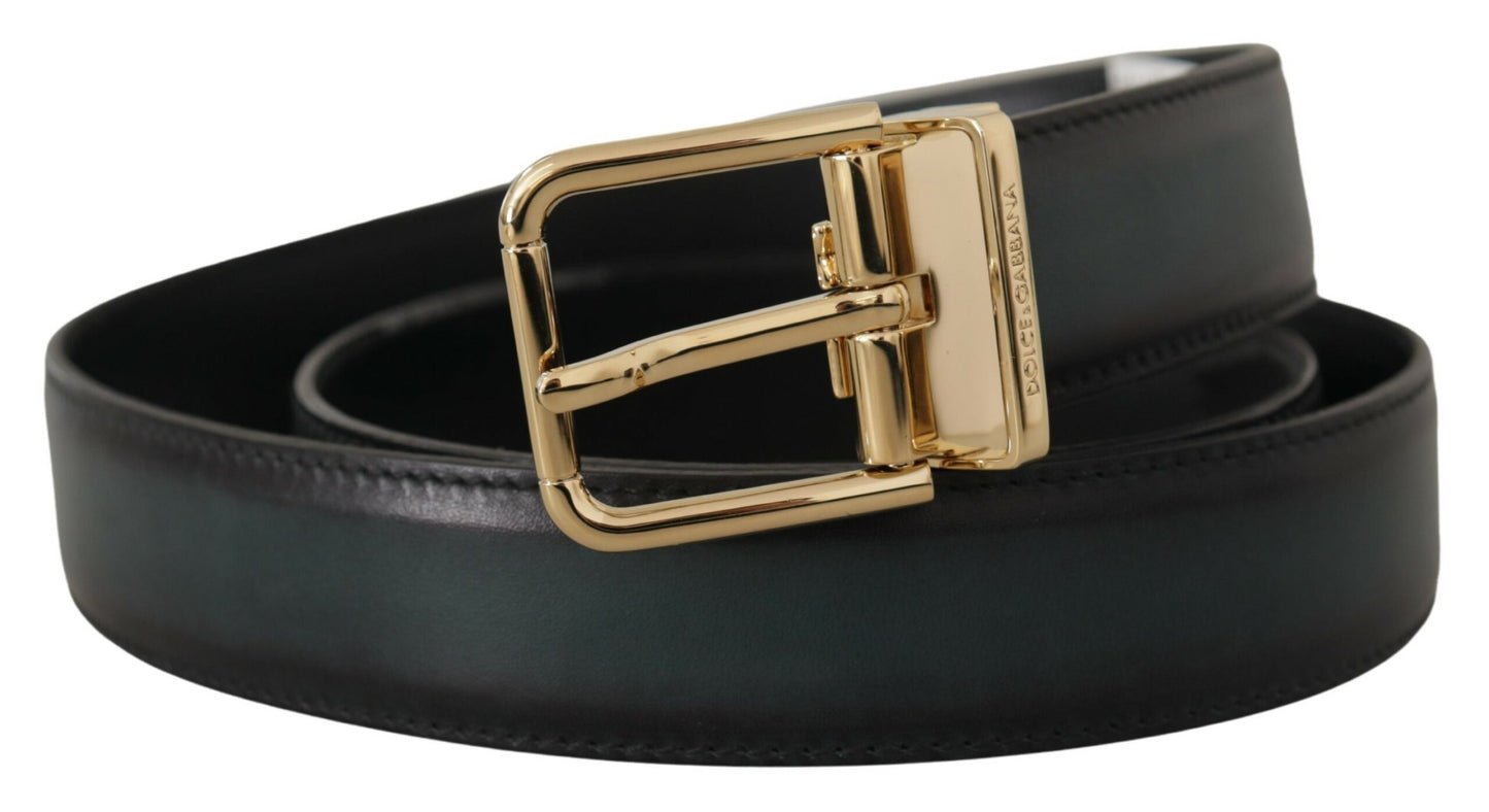 Dolce & Gabbana Elegant Dark Green Leather Belt