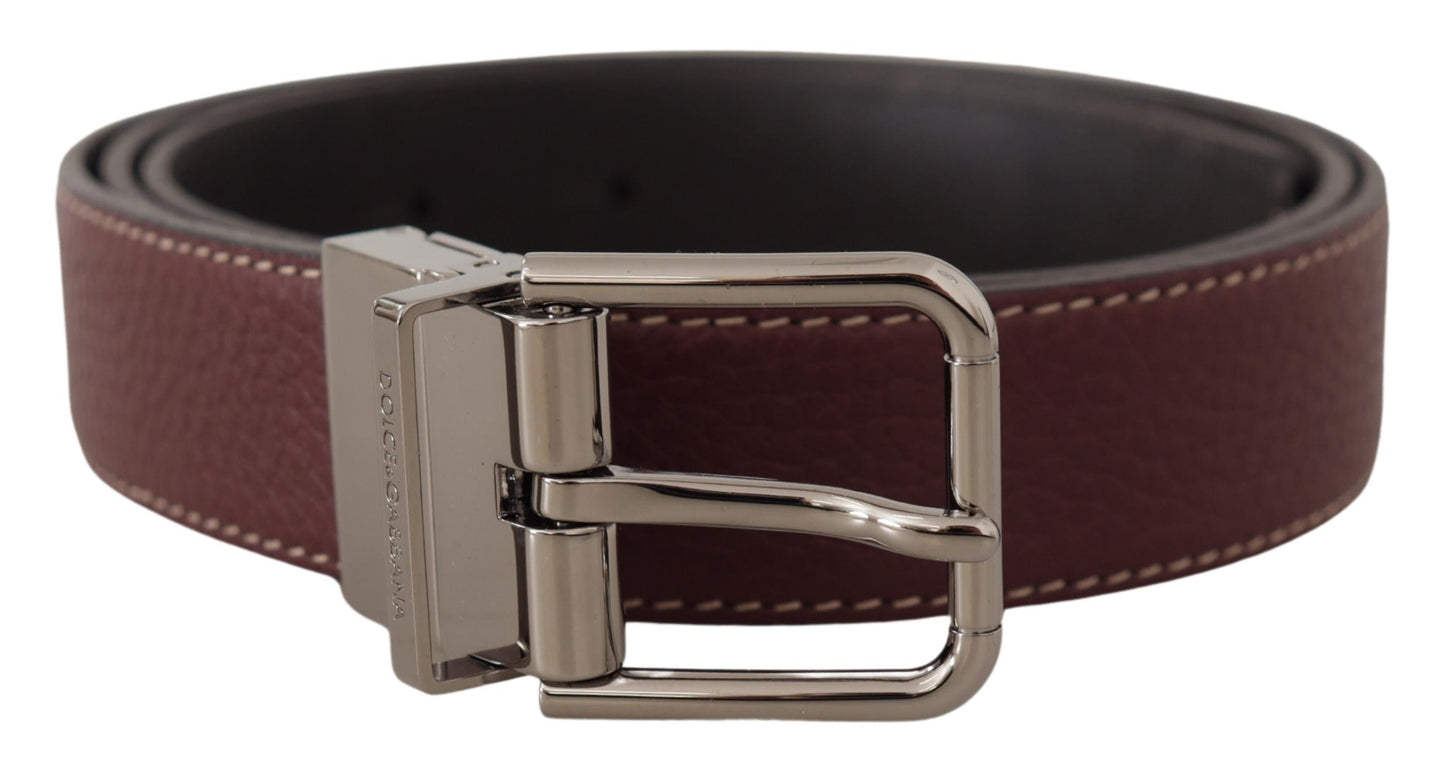 Dolce & Gabbana Elegant Leather Belt with Silver Metal Buckle