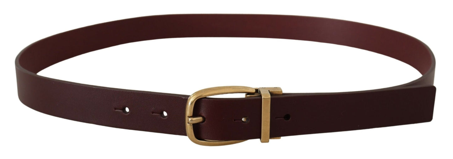 Dolce & Gabbana Elegant Brown Leather Belt with Gold Buckle