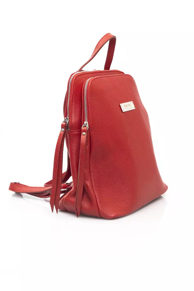 Baldinini Trend Red Cow Leather Women Backpack