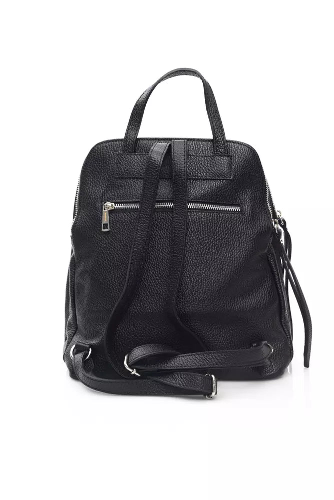 Baldinini Trend Black Leather Women Backpack