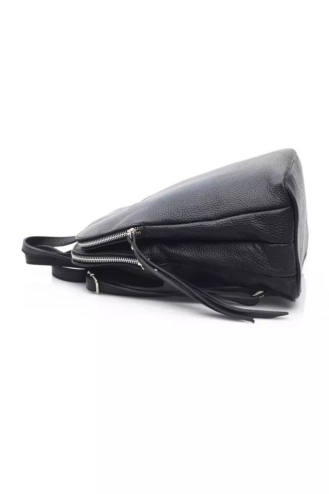 Baldinini Trend Black Leather Women Backpack