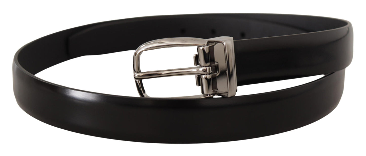 Dolce & Gabbana Elegant Black Leather Belt with Metal Buckle