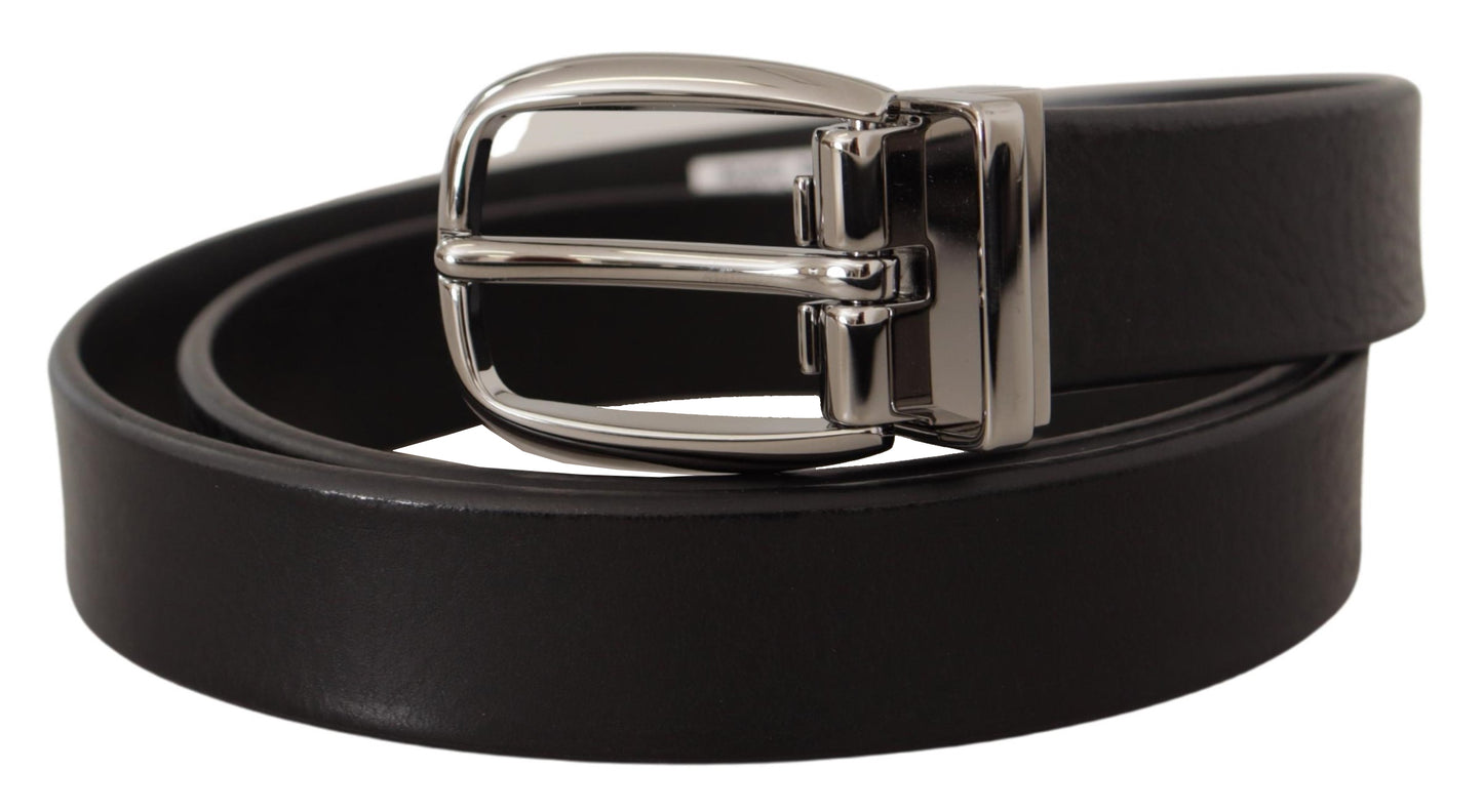 Dolce & Gabbana Elegant Black Leather Belt with Metal Buckle