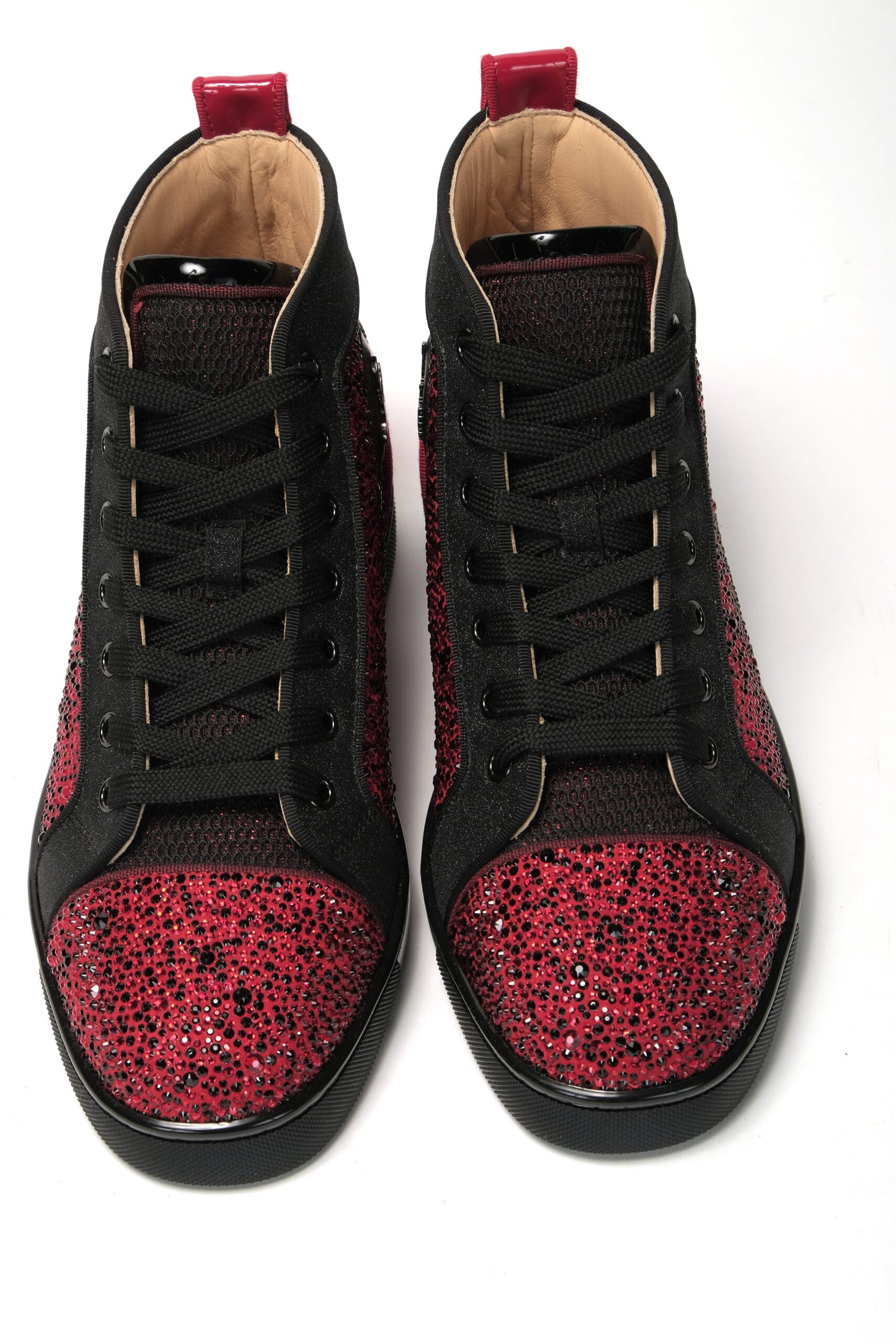 Christian Louboutin Red Black Louis Junior Spikes  Sneaker Shoes